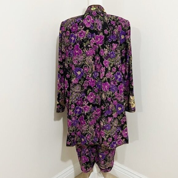 Roaman's Floral Beaded Sequin Sleeveless Dress & Jacket Set - Picture 5 of 10